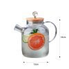 Teapot consists of a beautiful crystal clear teapot made from borosilicate glass and a bamboo lid. Heat resistant, can directly warm water on stove or induction stove.