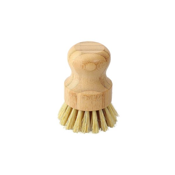 This brush is made with agave plant fiber bristles (sisal) and is the perfect eco friendly kitchen scrubber.