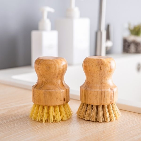 This brush is made with agave plant fiber bristles (sisal) and is the perfect eco friendly kitchen scrubber.